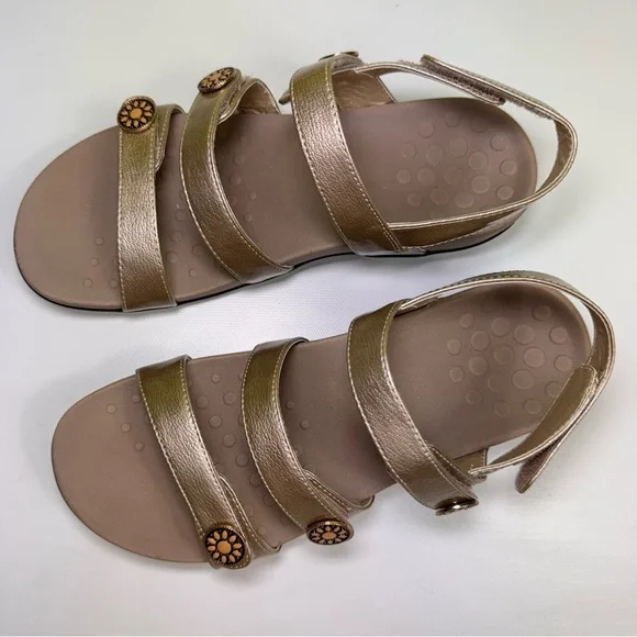 Vionic Cathy Triple Strap Sandal gold metallic size 7 - Picture 5 of 10